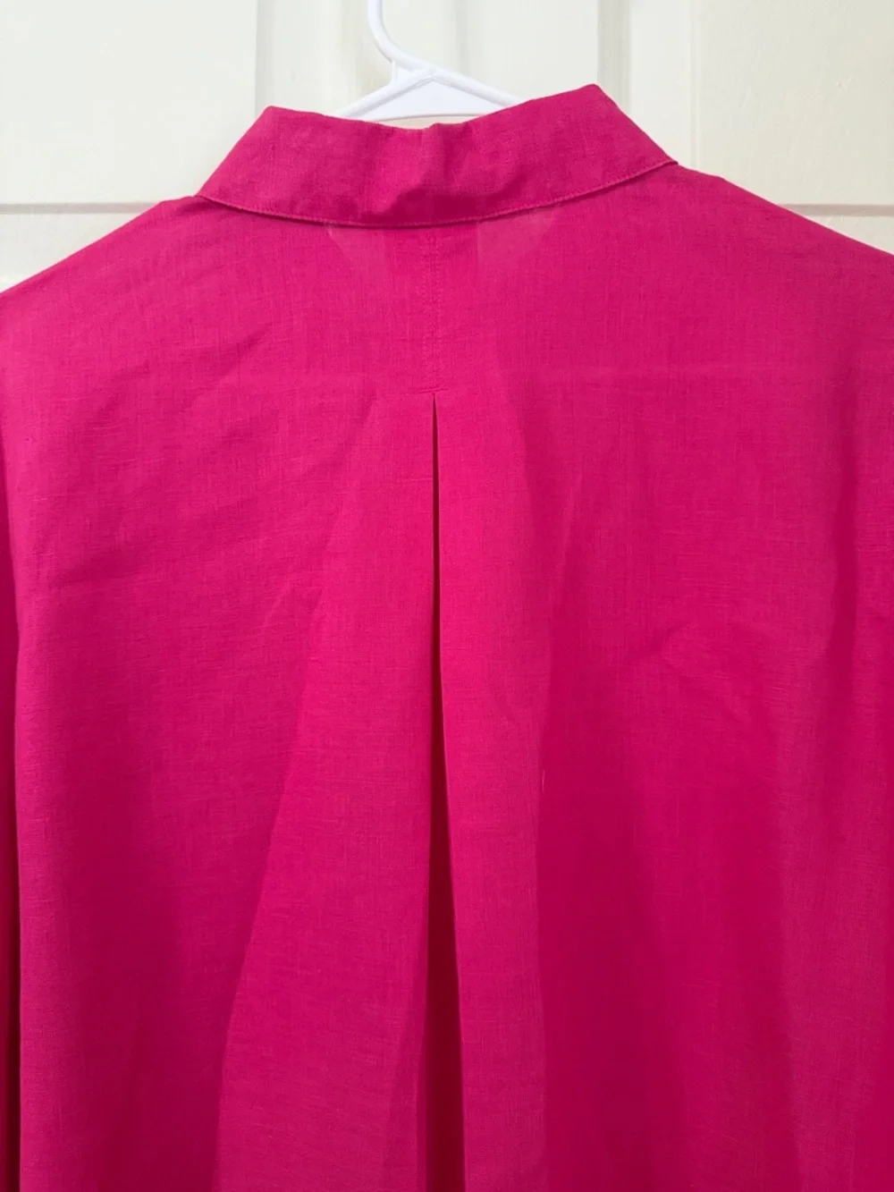 Chico's Bright Pink No Iron Linen 3/4th sleeve button front blouse - Picture 7 of 7